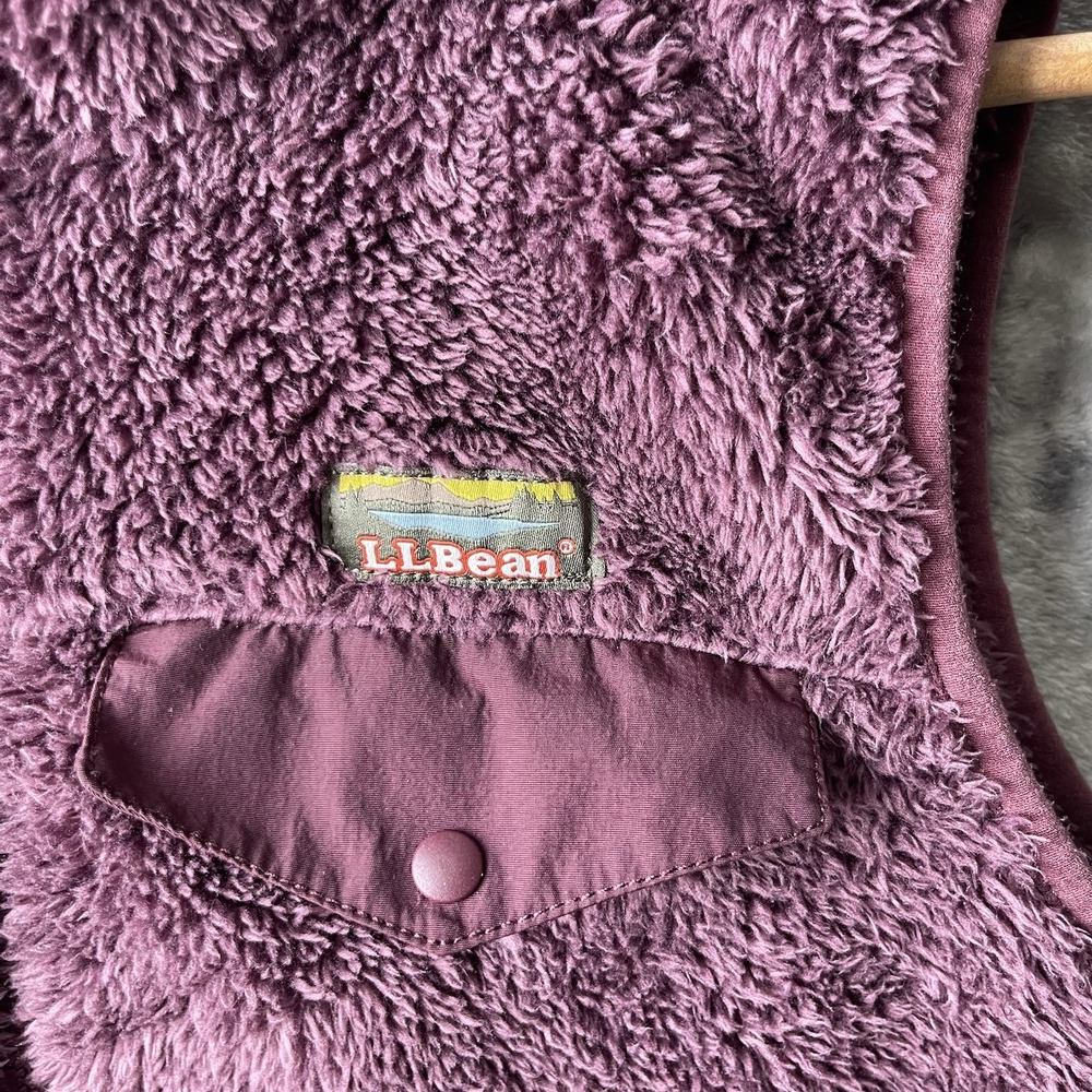 L.L Bean womens size S Mountain Pile Sherpa Fleece Vest Purple full zip pockets - Picture 5 of 7